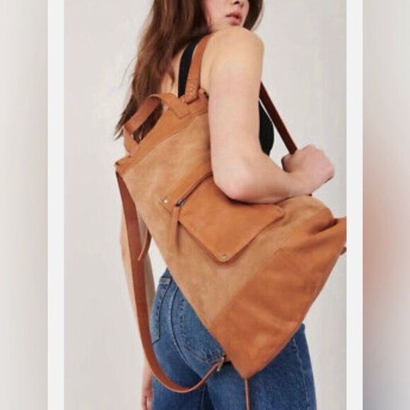 Free People x We The Free, Sage Backpack in Bitter Olive, Leather & Suede